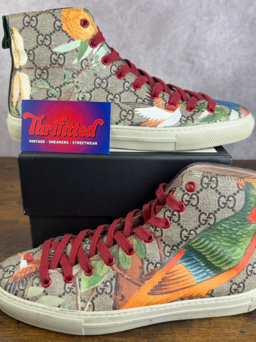 Gucci GG Supreme Canvas Tian Print High Top Size 5 UK / 5.5 US Designer Shoes OG